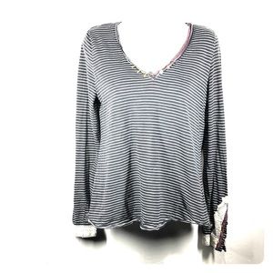 Little Yellow Button Anthropologie stripe tee sz s